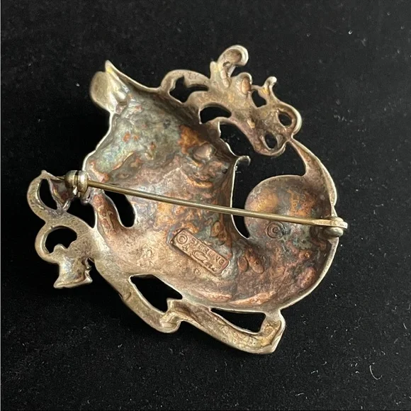 Vintage Sterling Silver Cini Taurus Zodiac Horoscope pin - Picture 8 of 12